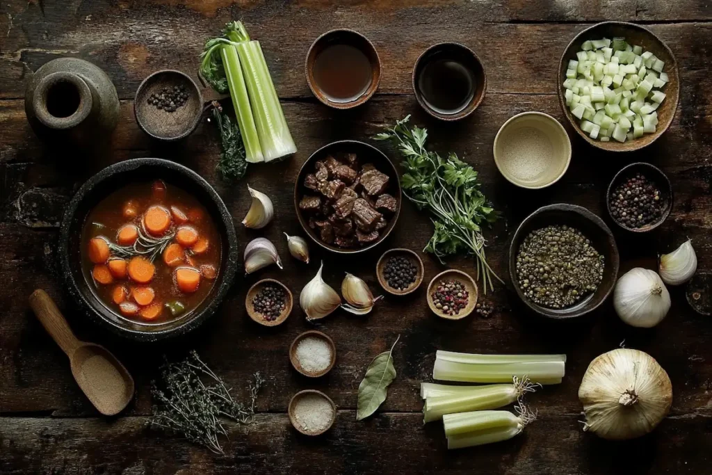 Ingredients for preparing mock turtle soup