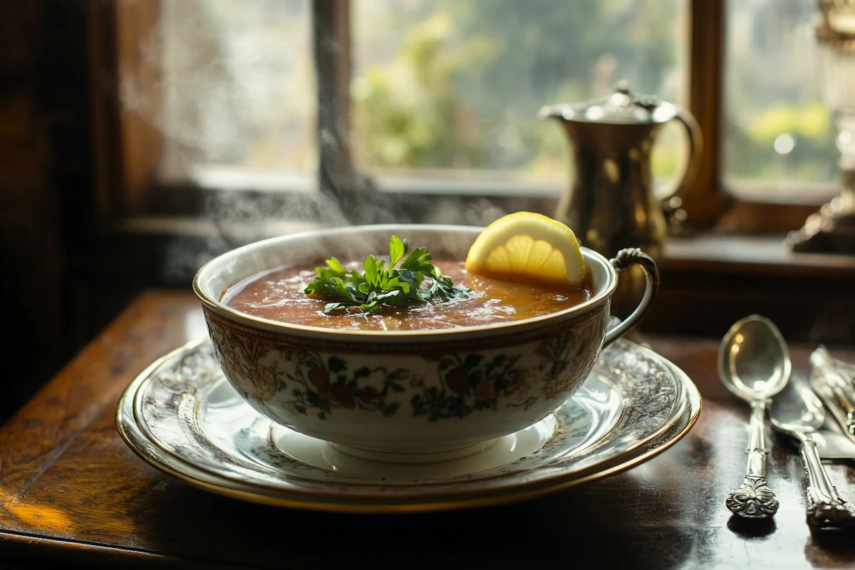 Elegant bowl of mock turtle soup